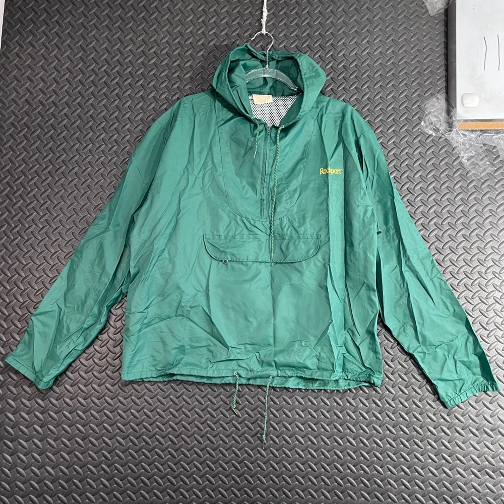 Vintage Windless Green‎ Rockport Windbreaker Made In USA Half Zip Jacket M